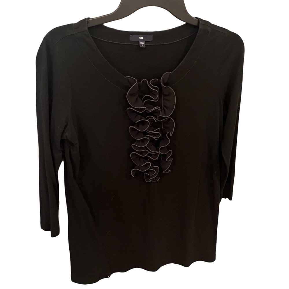 Medium (fits like a small) Black Blouse with Ruffle Details